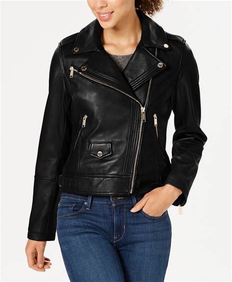 michael kors camel leather motorcycle jacket|Michael Kors asymmetrical leather jacket.